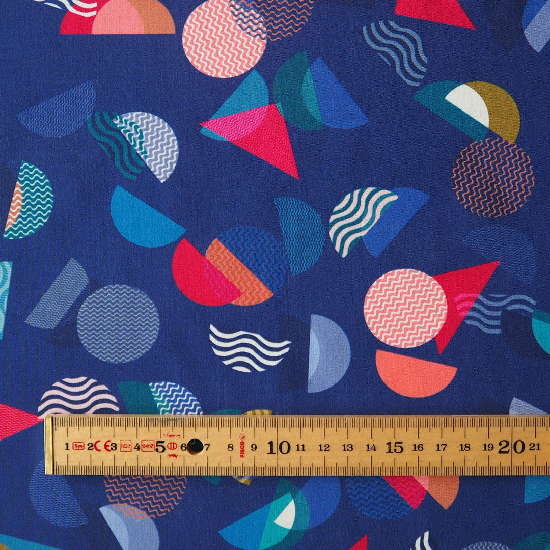 Navy Bauhaus Segments by Rachel Parker Viscose Poplin Fabric – Guthrie & Ghani Exclusive