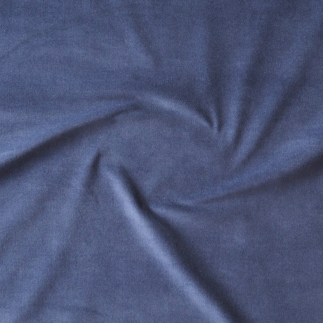 Storm Blue Stretch Cotton Velvet dressmaking Fabric