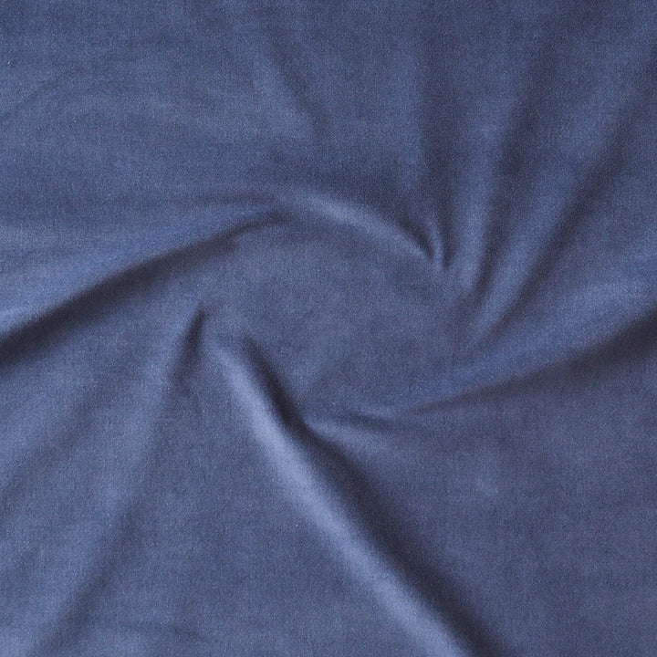 Storm Blue Stretch Cotton Velvet dressmaking Fabric