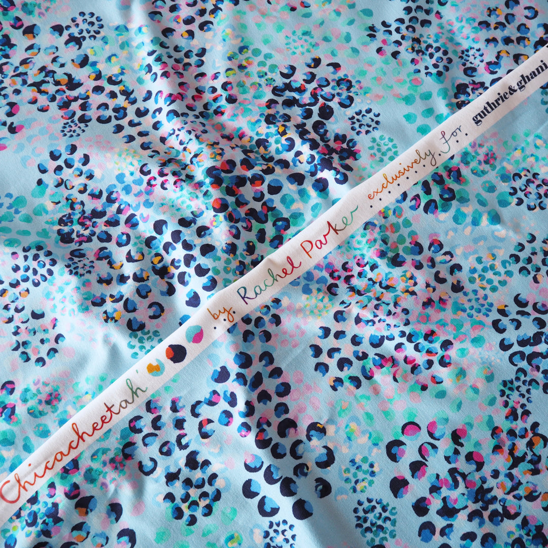 Sky Blue Chicacheetah Cotton French Terry Fabric – Guthrie & Ghani Exclusive