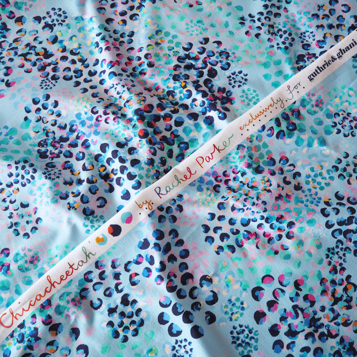 Sky Blue Chicacheetah Cotton French Terry Fabric – Guthrie & Ghani Exclusive