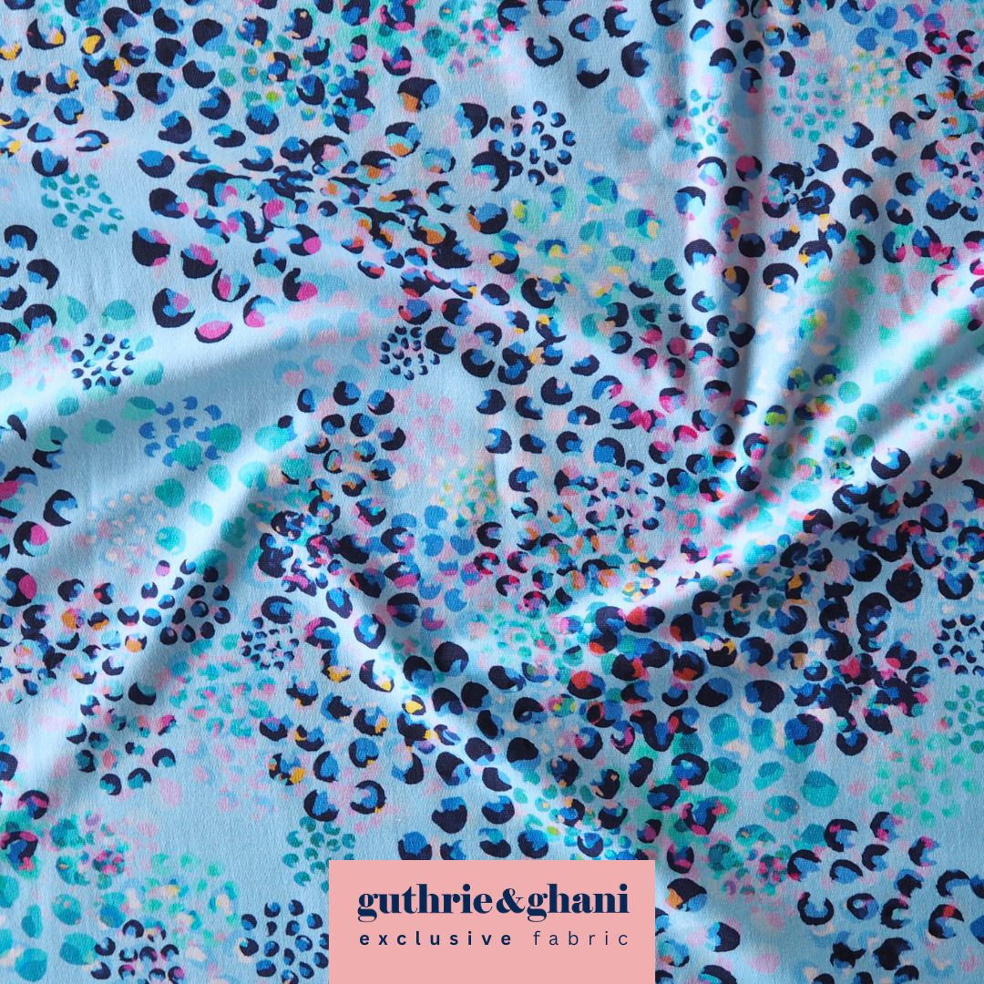 Sky Blue Chicacheetah Cotton French Terry Fabric – Guthrie & Ghani Exclusive