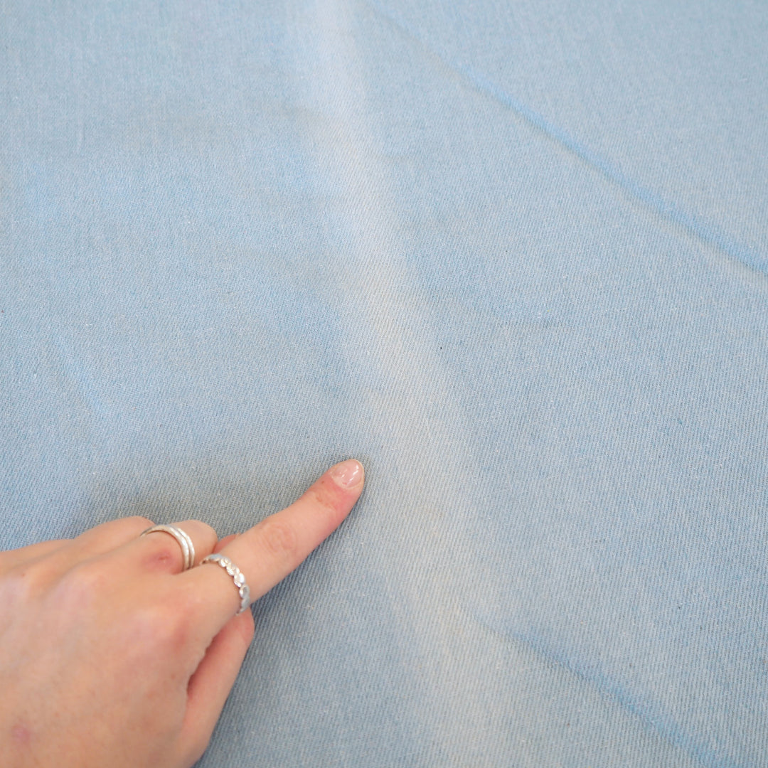 Blemished Light Blue Cotton Denim Teddy Fabric