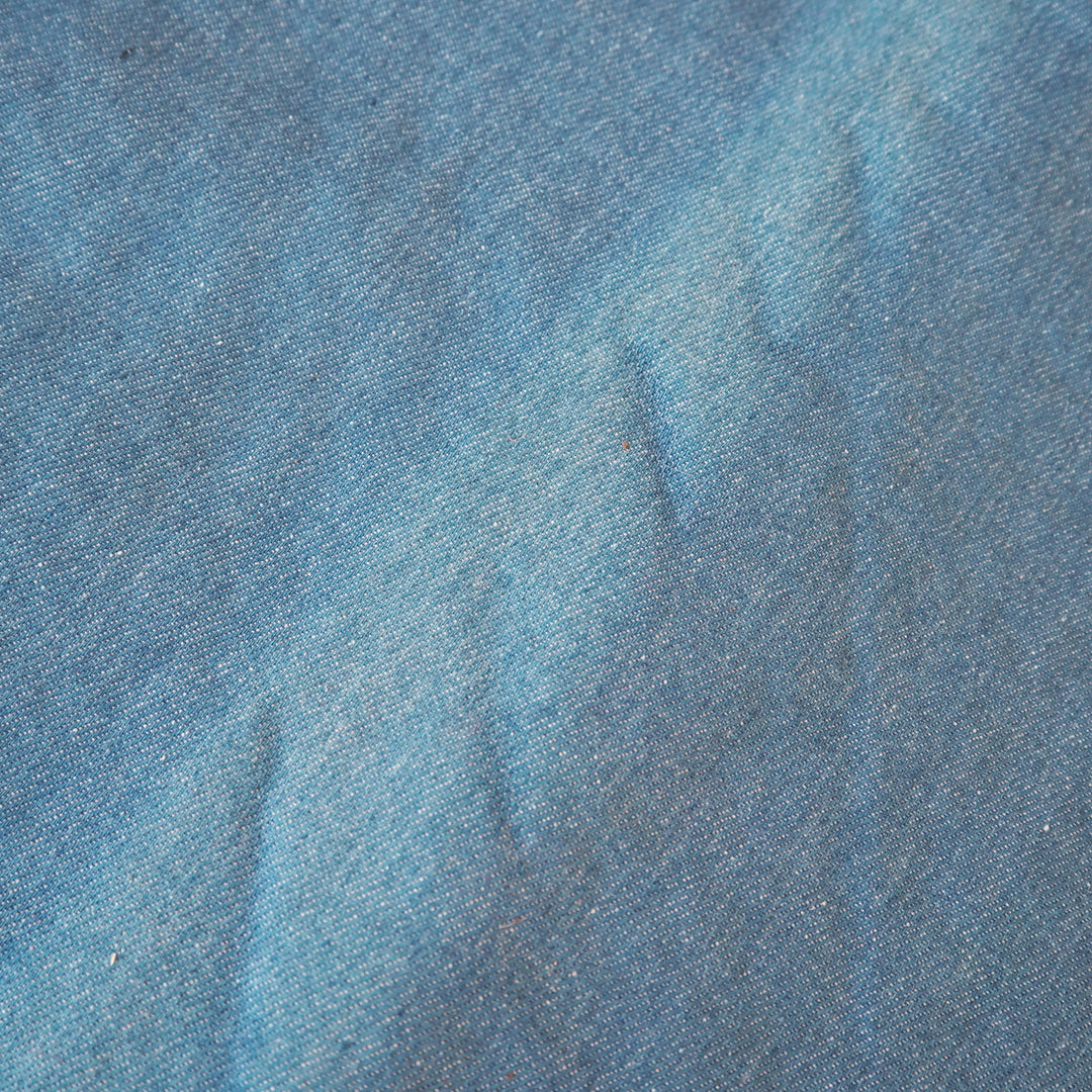 Blemished Mid Blue Cotton Denim Teddy Fabric