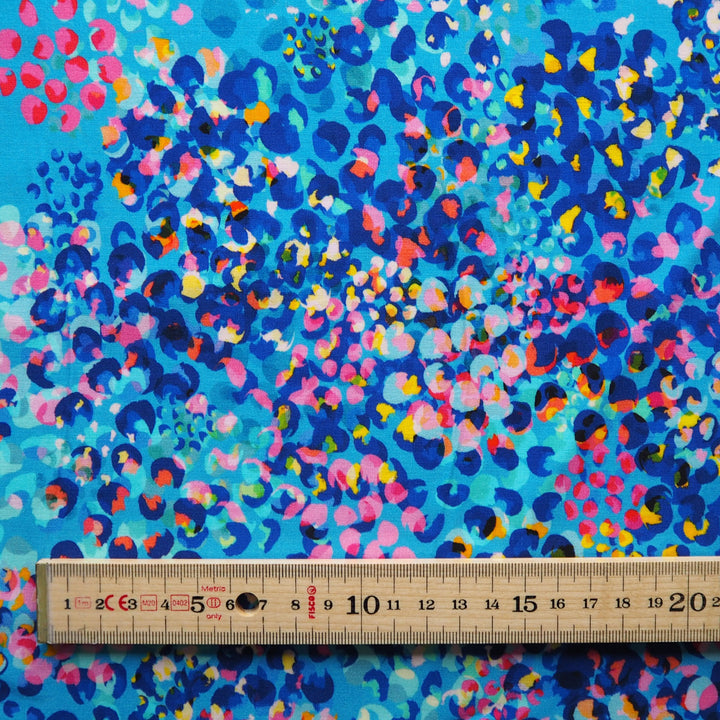 Sky Blue Chicacheetah viscose poplin fabric with an abstract cheetah print, designed by Rachel Parker for Guthrie & Ghani.