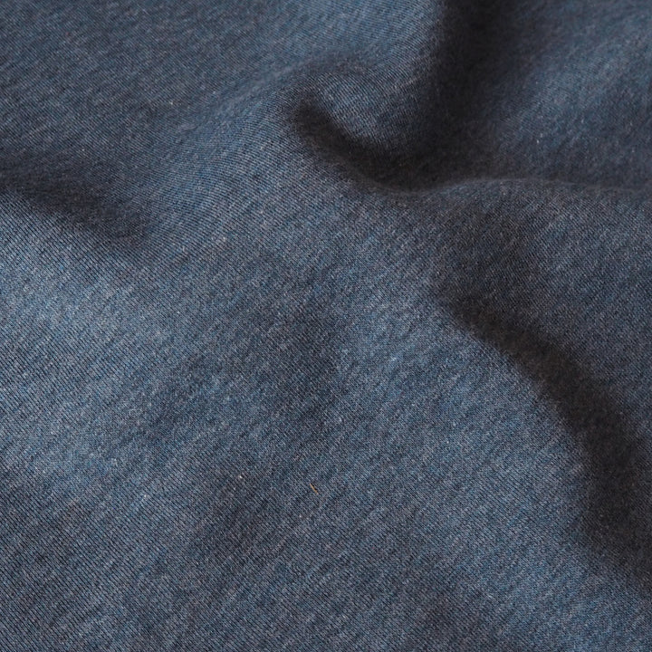 Marled Navy Organic Cotton Fleeceback Sweatshirt Fabric - Bolt End Piece 70cm x 140cm