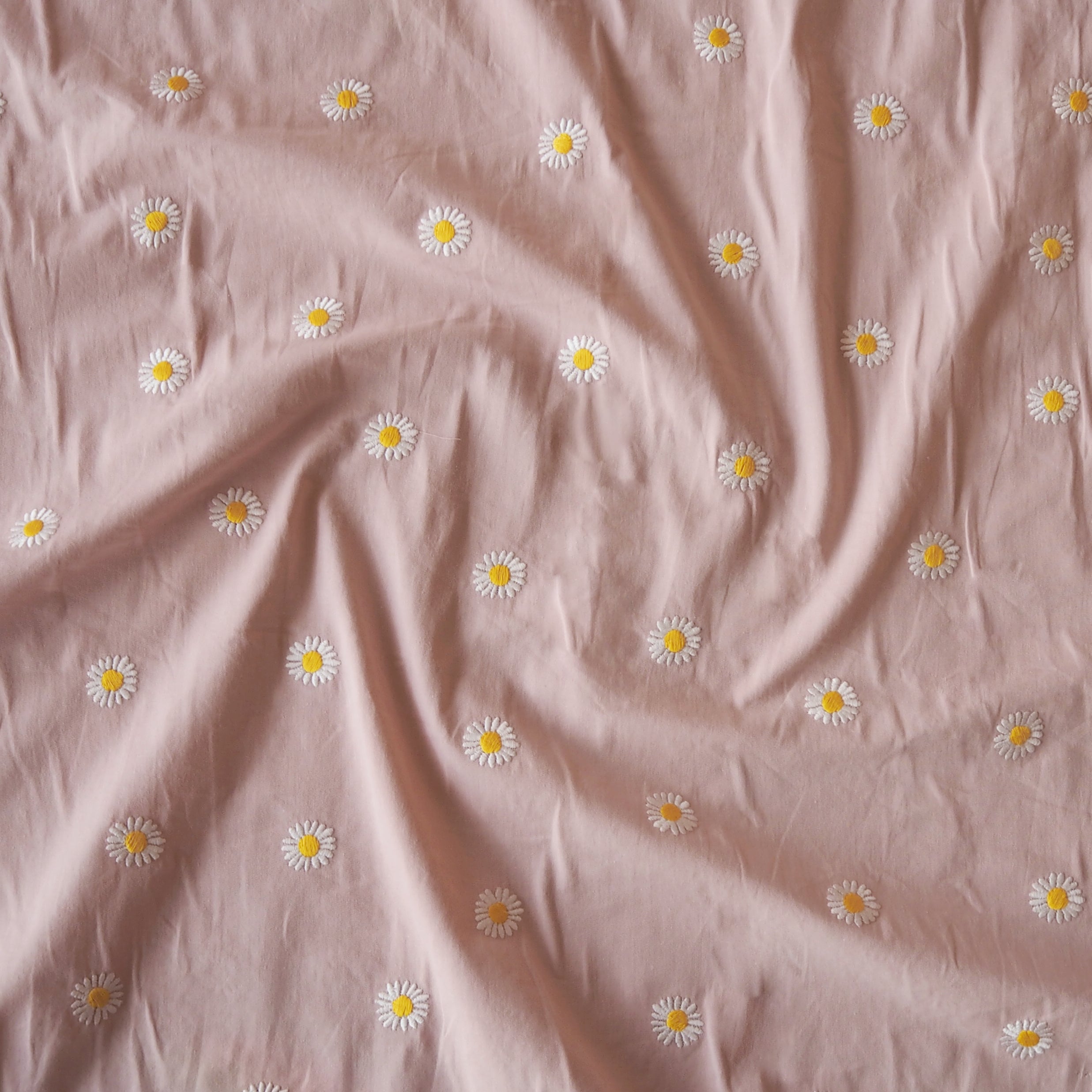 Pink Daisy Embroidered Cotton Poplin Fabric – Guthrie & Ghani