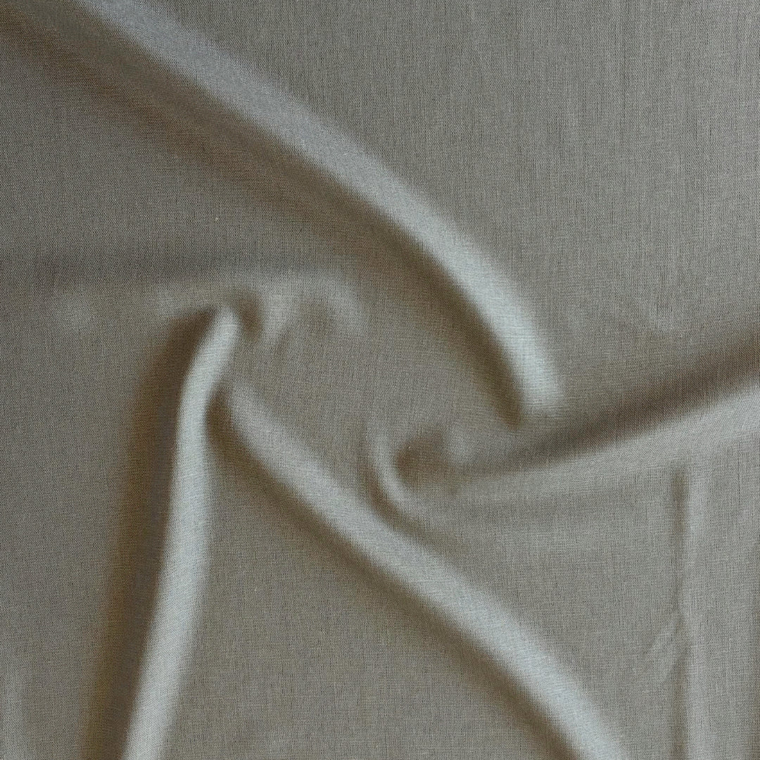 Muted Khaki Stretch Viscose Linen Fabric