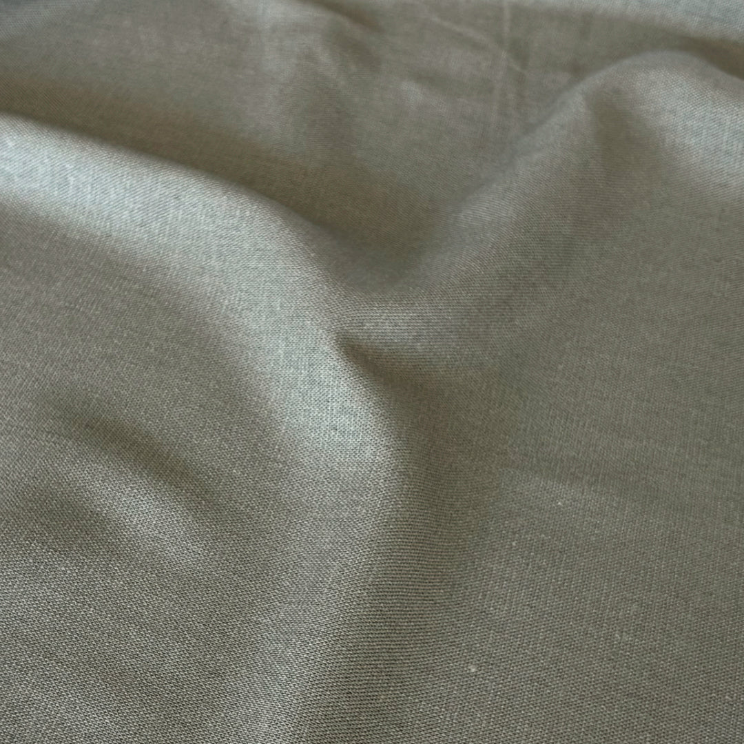 Muted Khaki Stretch Viscose Linen Fabric