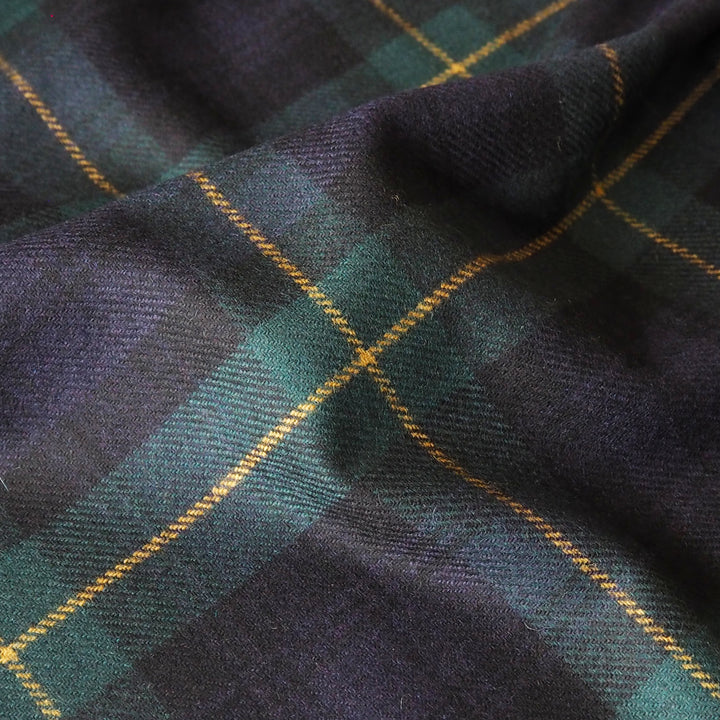 Plaid british wool fabric with blue and green pattern