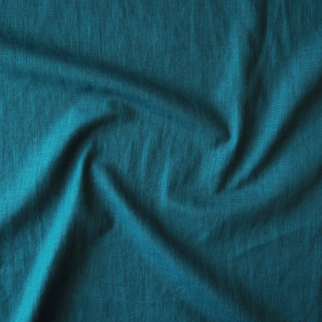 Teal Washed Enzyme Linen Blend Fabric