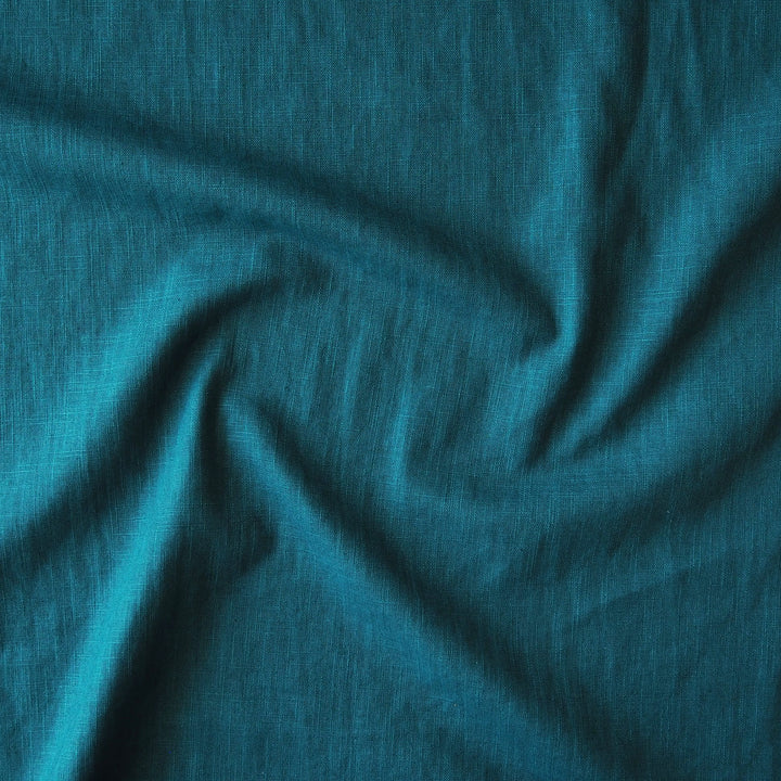 Teal Washed Enzyme Linen Blend Fabric