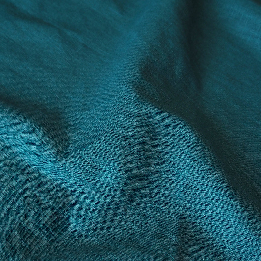 Teal Washed Enzyme Linen Blend Fabric