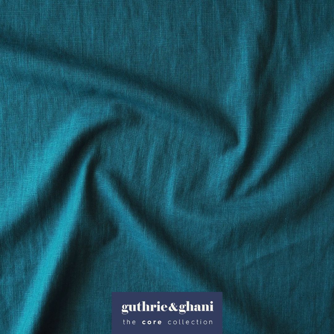 Teal Washed Enzyme Linen Blend Fabric