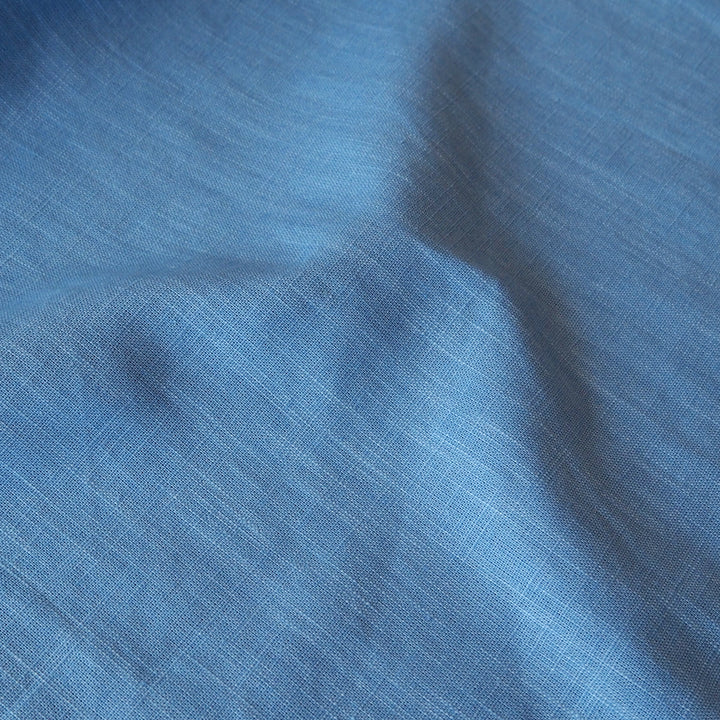 Cornflower Washed Enzyme Linen Blend Fabric