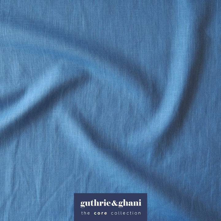 Cornflower Washed Enzyme Linen Blend Fabric