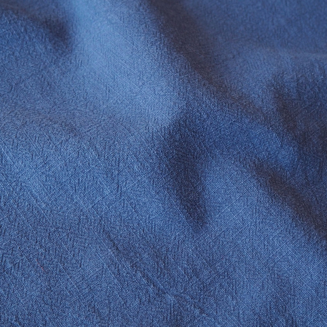 Ocean Textured Ramie Linen Blend Fabric – rich blue linen cotton blend for dressmaking