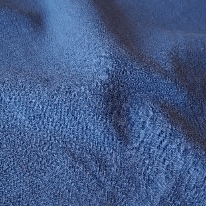Ocean Textured Ramie Linen Blend Fabric – rich blue linen cotton blend for dressmaking