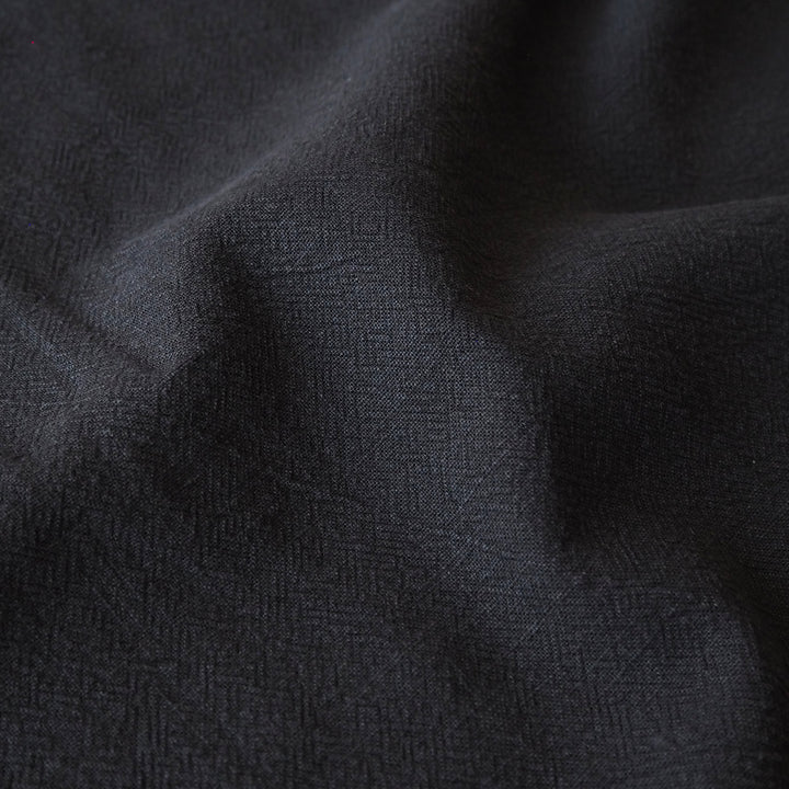 Black Textured Ramie Linen Blend Fabric – classic black linen cotton for dressmaking
