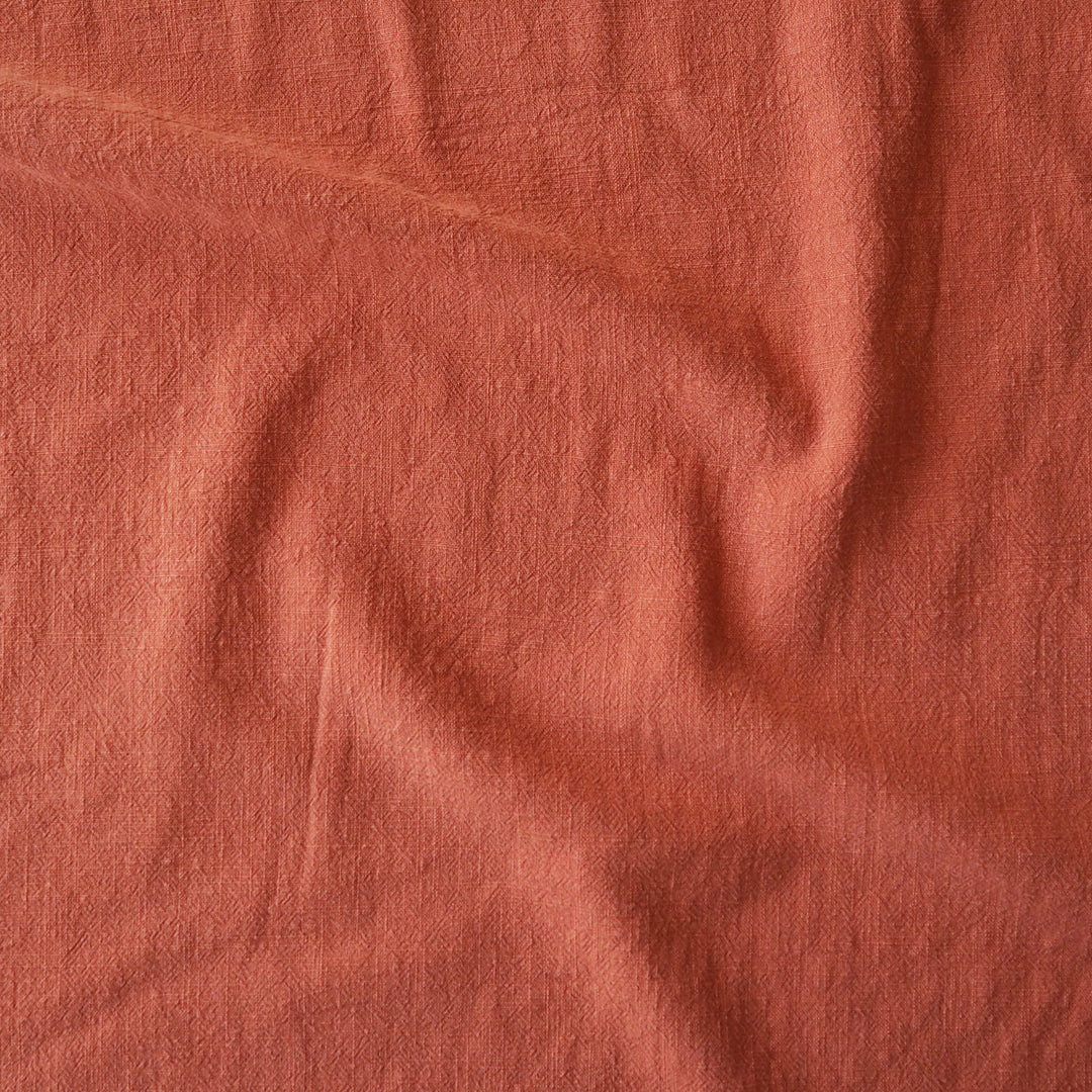 Rust Textured Ramie Linen Blend Fabric – warm earthy linen cotton fabric