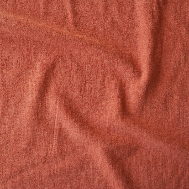 Rust Textured Ramie Linen Blend Fabric – warm earthy linen cotton fabric