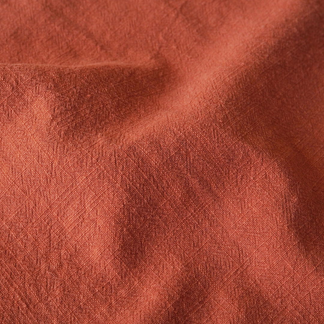 Rust Textured Ramie Linen Blend Fabric – warm earthy linen cotton fabric