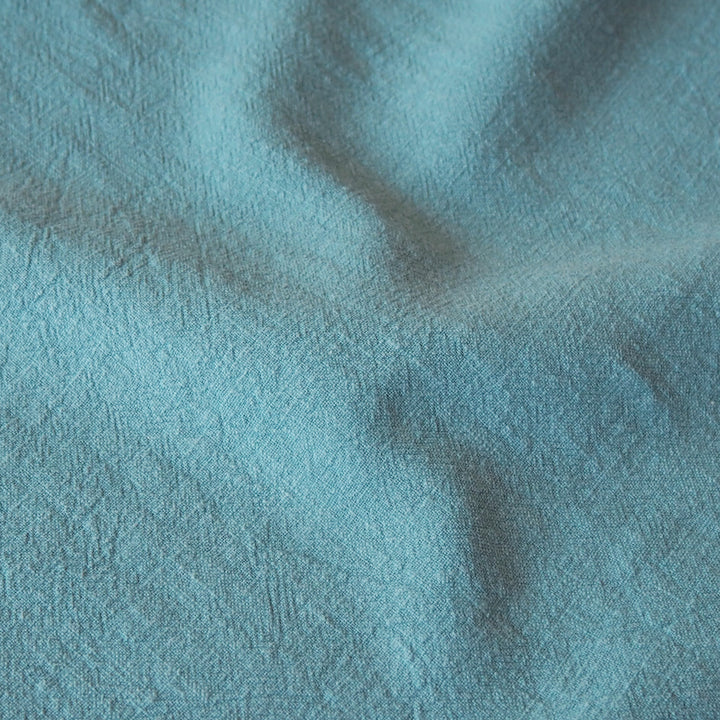 Turquoise Textured Ramie Linen Blend Fabric – vibrant blue-green linen cotton for dressmaking