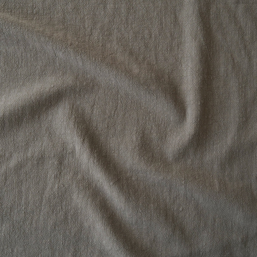 Muted Khaki Textured Ramie Linen Blend Fabric – neutral green linen cotton blend