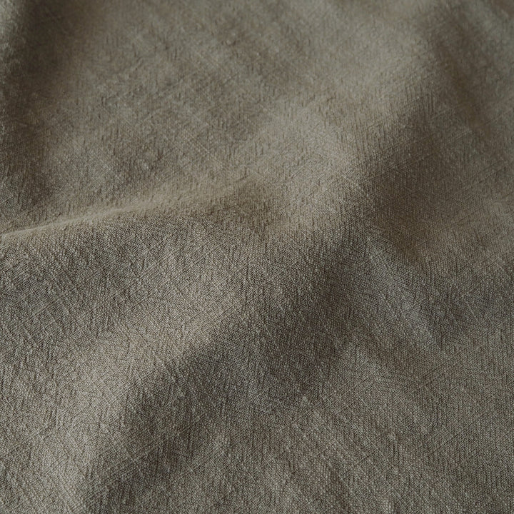 Muted Khaki Textured Ramie Linen Blend Fabric – neutral green linen cotton blend