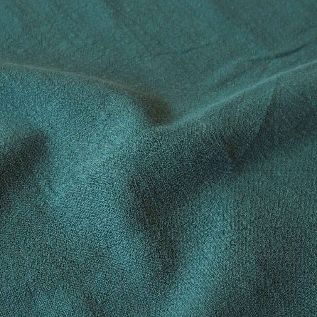 Teal Textured Ramie Linen Blend Fabric – deep teal linen cotton blend for dressmaking