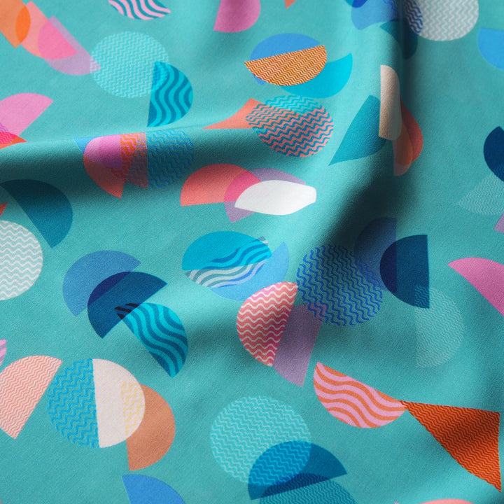 Aqua Bauhaus Segments by Rachel Parker Viscose Poplin Fabric – Guthrie & Ghani Exclusive
