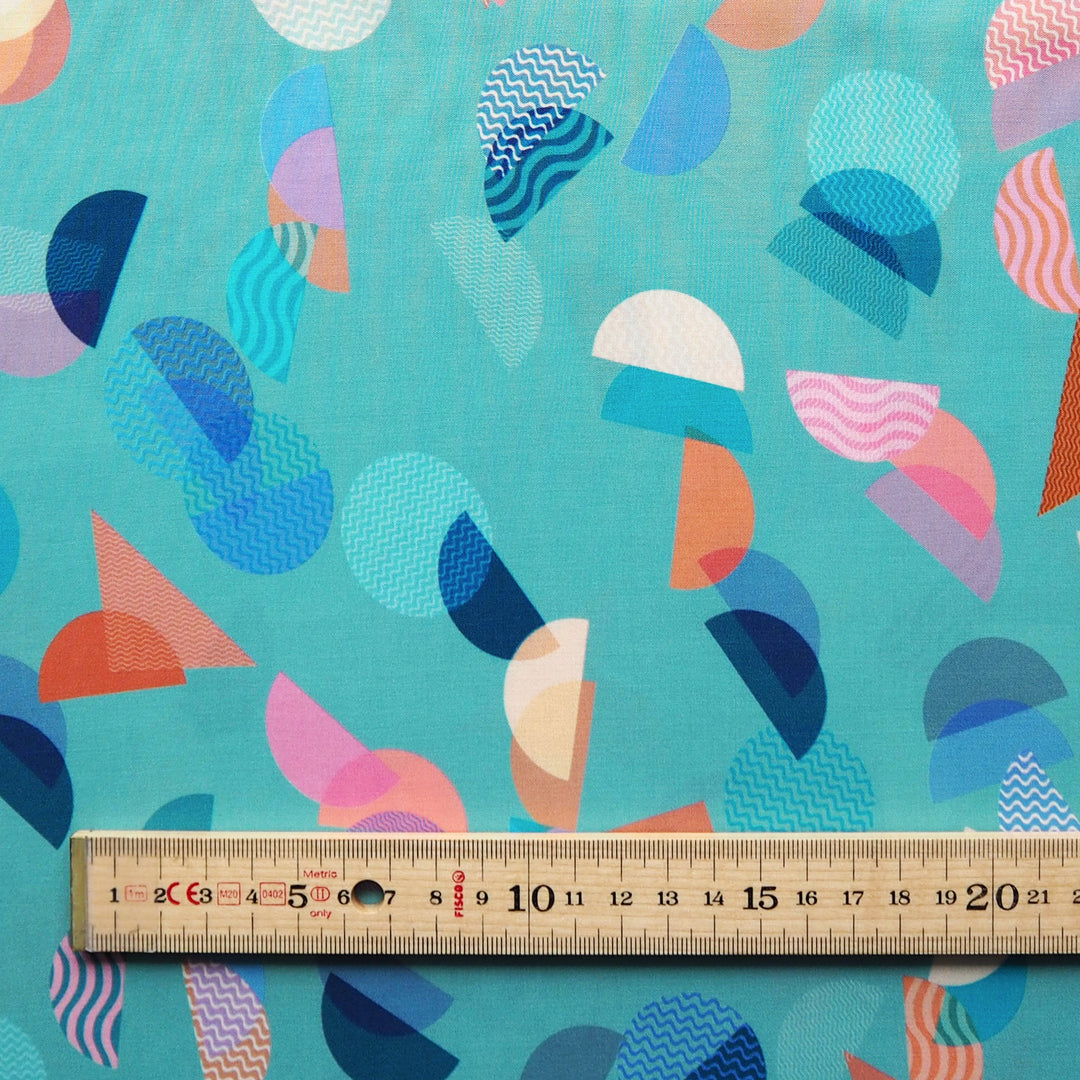 Aqua Bauhaus Segments by Rachel Parker Viscose Poplin Fabric – Guthrie & Ghani Exclusive