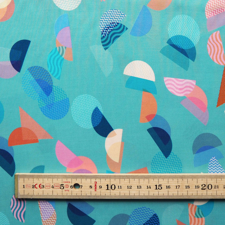 Aqua Bauhaus Segments by Rachel Parker Viscose Poplin Fabric – Guthrie & Ghani Exclusive