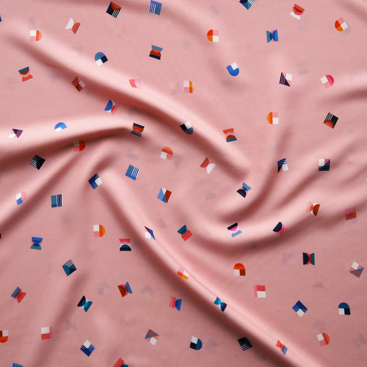 Pink Bauhaus Floats by Rachel Parker Viscose Poplin Fabric – Guthrie & Ghani Exclusive