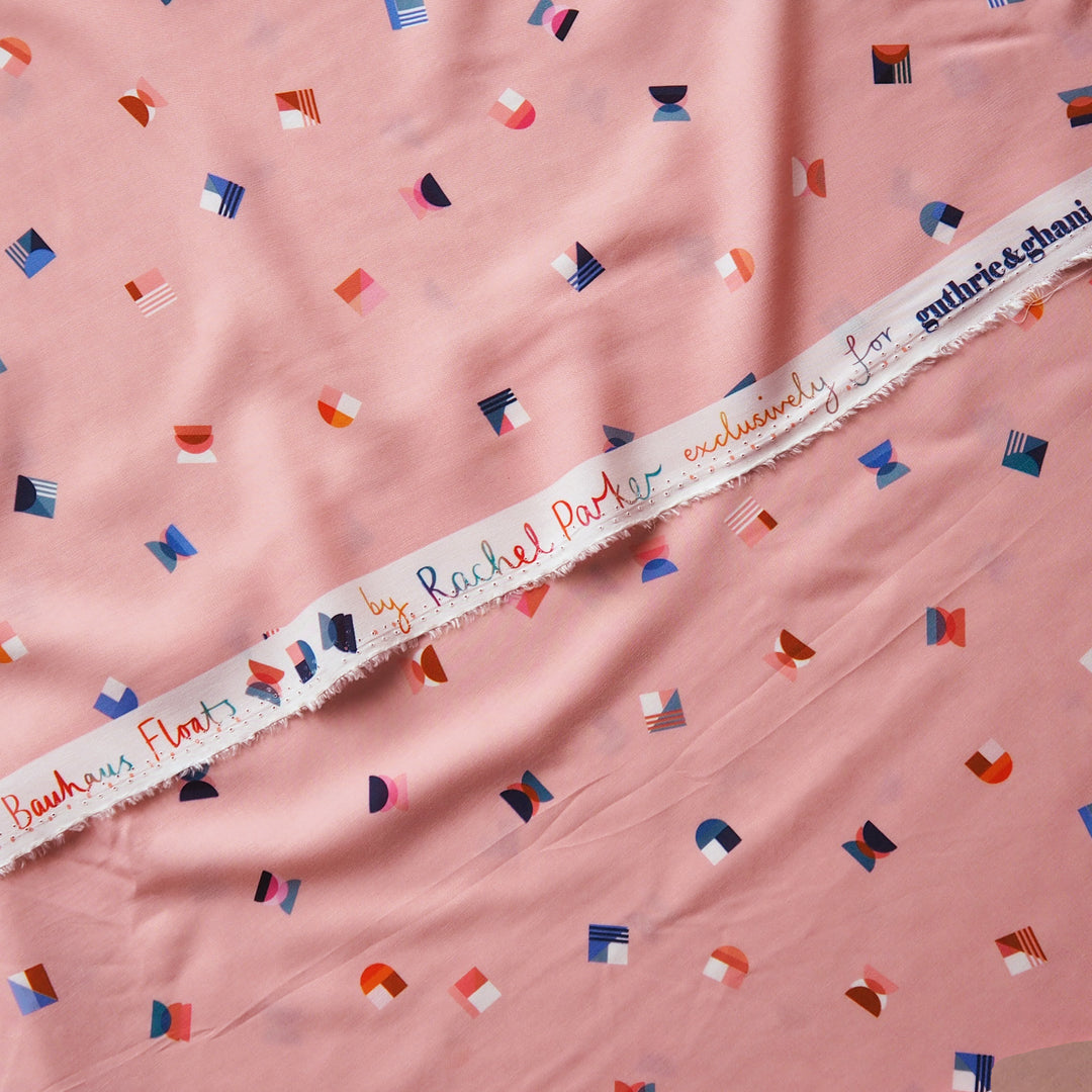 Pink Bauhaus Floats by Rachel Parker Viscose Poplin Fabric – Guthrie & Ghani Exclusive