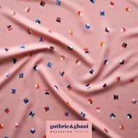 Pink Bauhaus Floats Viscose Poplin Fabric - Cut Lengths