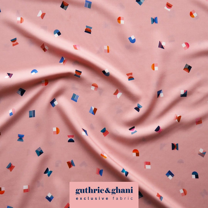 Pink Bauhaus Floats by Rachel Parker Viscose Poplin Fabric – Guthrie & Ghani Exclusive