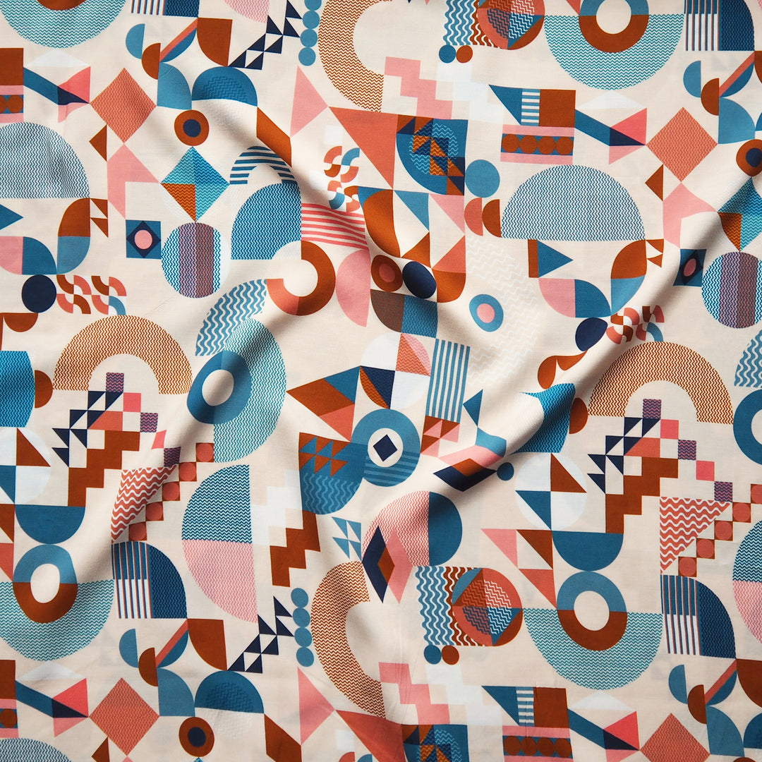 Cream Bauhaus Jigsaw by Rachel Parker Viscose Poplin Fabric – Guthrie & Ghani Exclusive