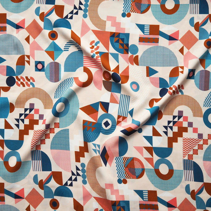 Cream Bauhaus Jigsaw by Rachel Parker Viscose Poplin Fabric – Guthrie & Ghani Exclusive