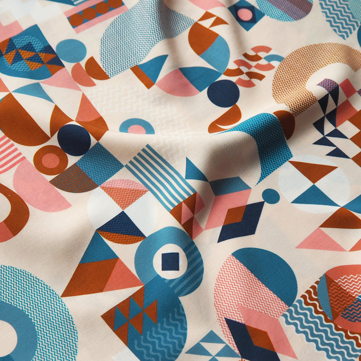 Cream Bauhaus Jigsaw by Rachel Parker Viscose Poplin Fabric – Guthrie & Ghani Exclusive