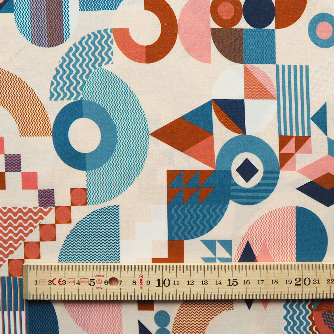 Cream Bauhaus Jigsaw by Rachel Parker Viscose Poplin Fabric – Guthrie & Ghani Exclusive