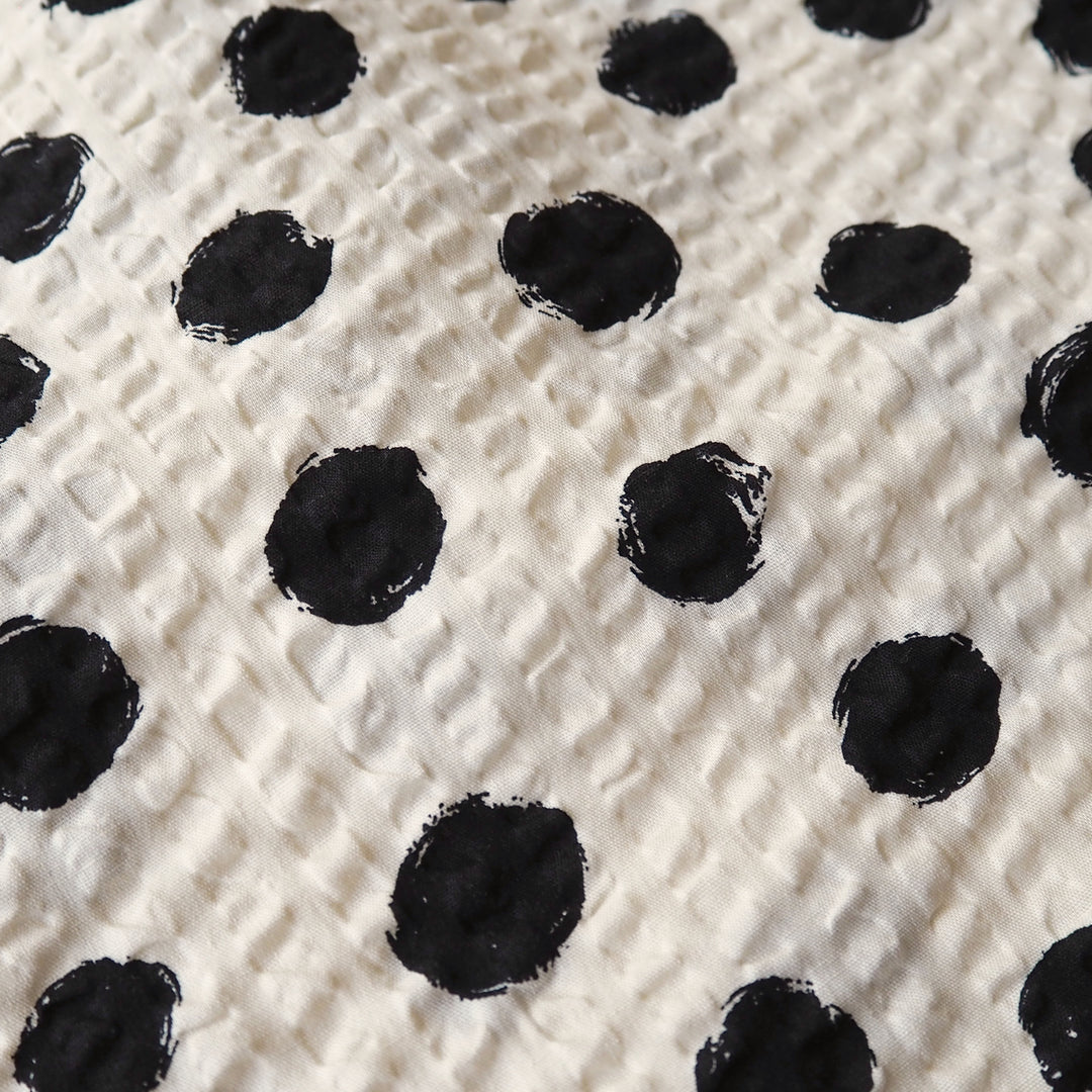 Sevenberry Cream Spotty Ripple Seersucker Cotton dressmaking Fabric