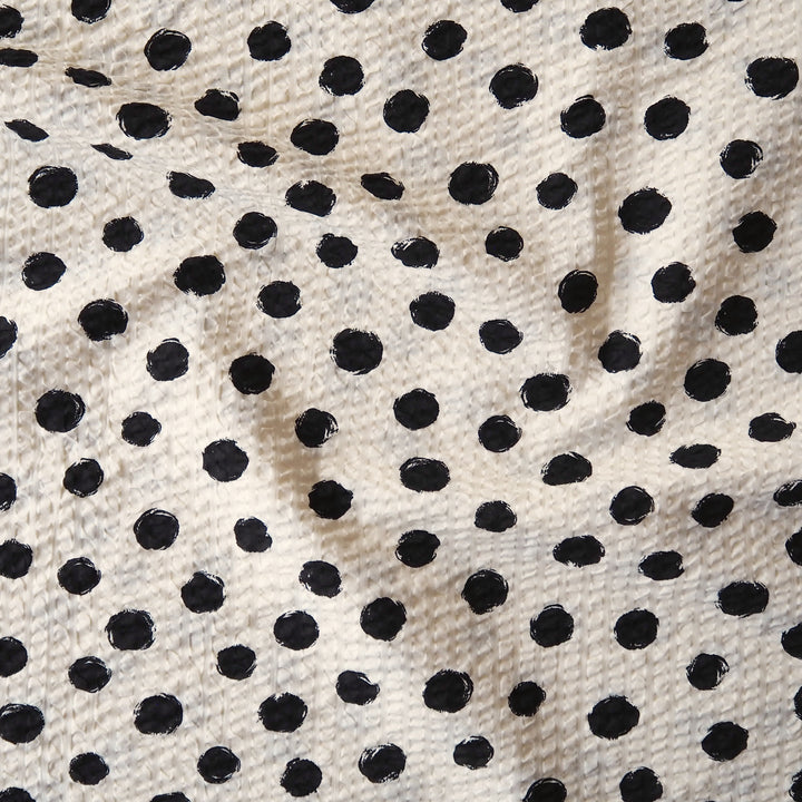 Sevenberry Cream Spotty Ripple Seersucker Cotton dressmaking Fabric