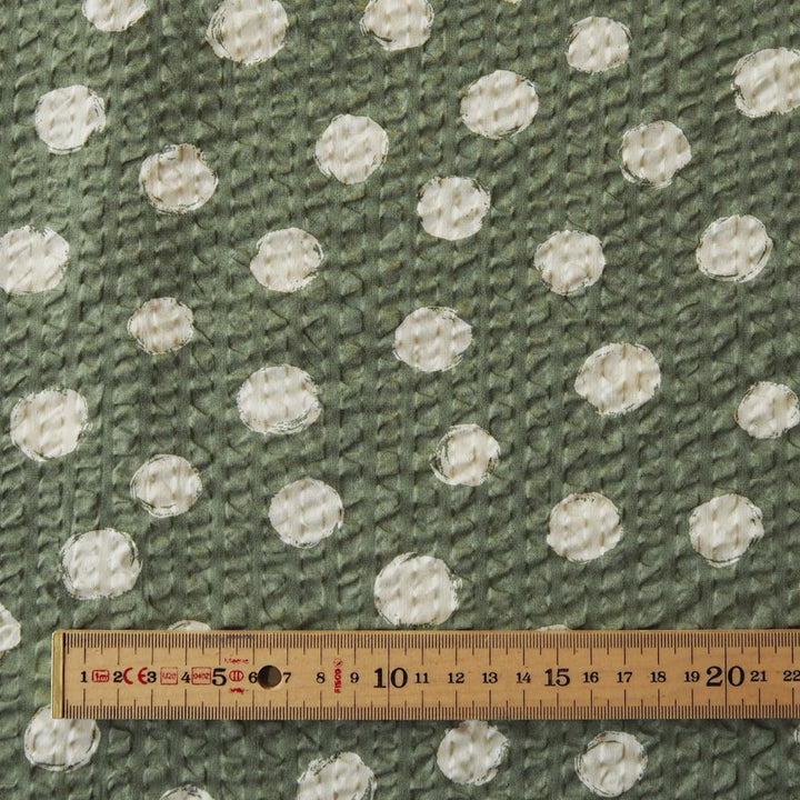 Sevenberry Sage Spotty Ripple Seersucker Cotton dressmaking Fabric