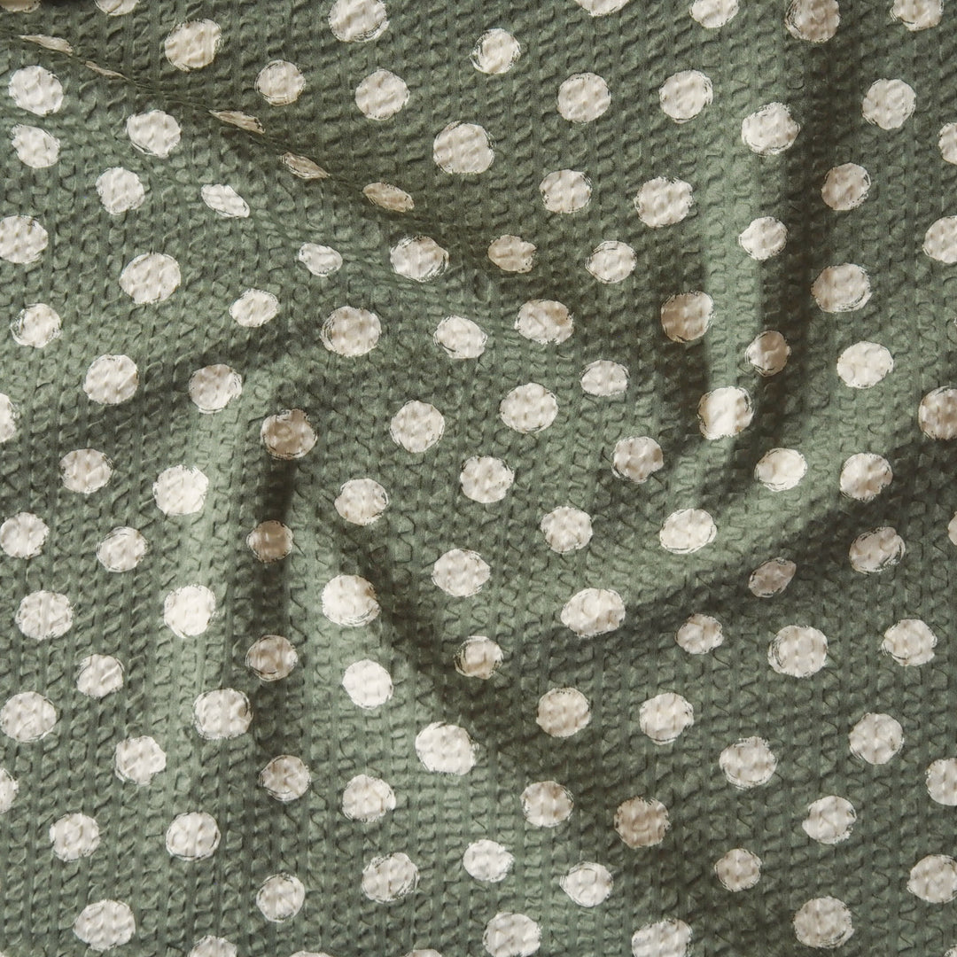 Sevenberry Sage Spotty Ripple Seersucker Cotton dressmaking Fabric