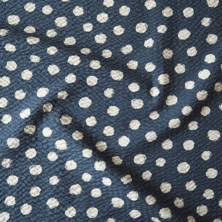 Sevenberry Navy Spotty Ripple Seersucker Cotton dressmaking Fabric
