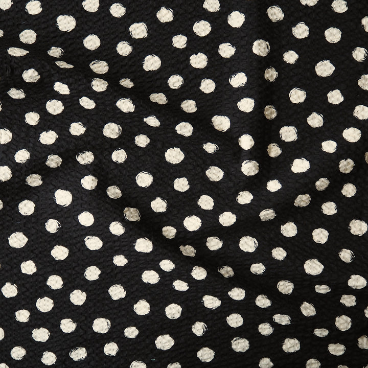 Sevenberry Black Spotty Ripple Seersucker Cotton dressmaking Fabric