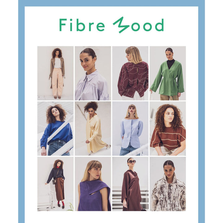 Collage of people wearing various outfits with 'Fibre Mood' branding.
