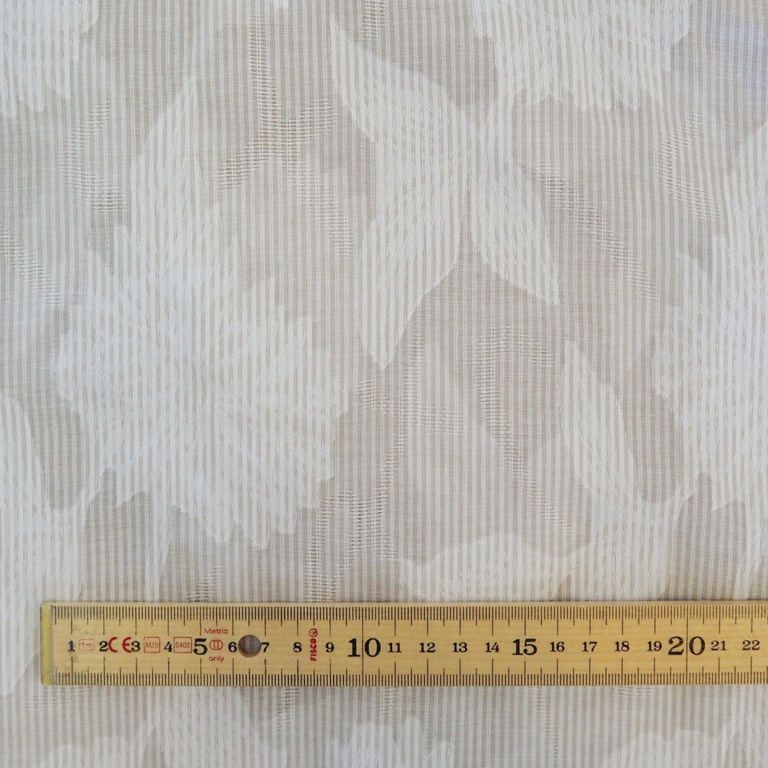 White Yarn Stripe Jacquard Floral Cotton Fabric - Cut Length 2.1m x 142cm