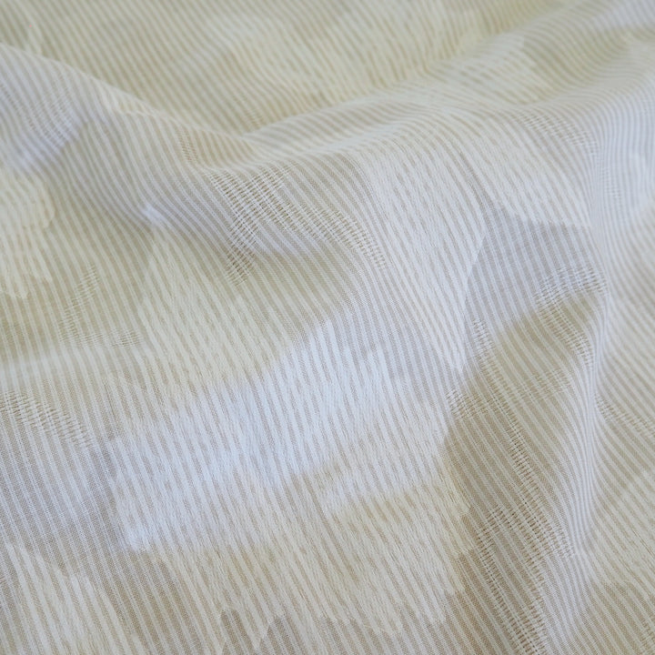 White Yarn Stripe Jacquard Floral Cotton Fabric - Cut Length 2.1m x 142cm